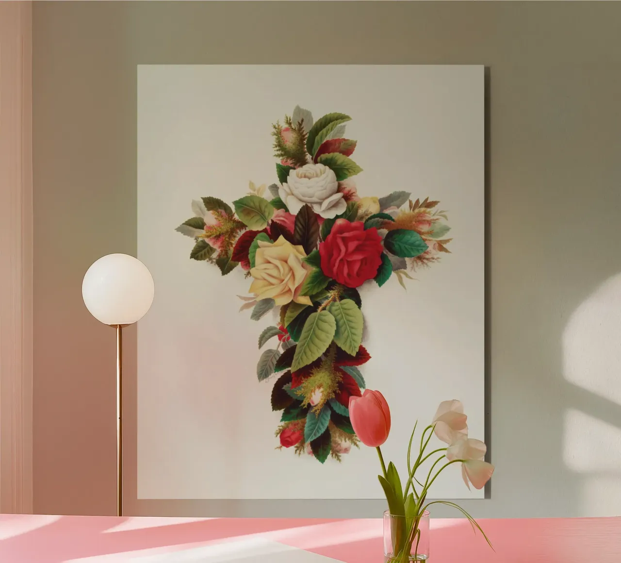 Cross of roses alluminio dibond da vintageshop