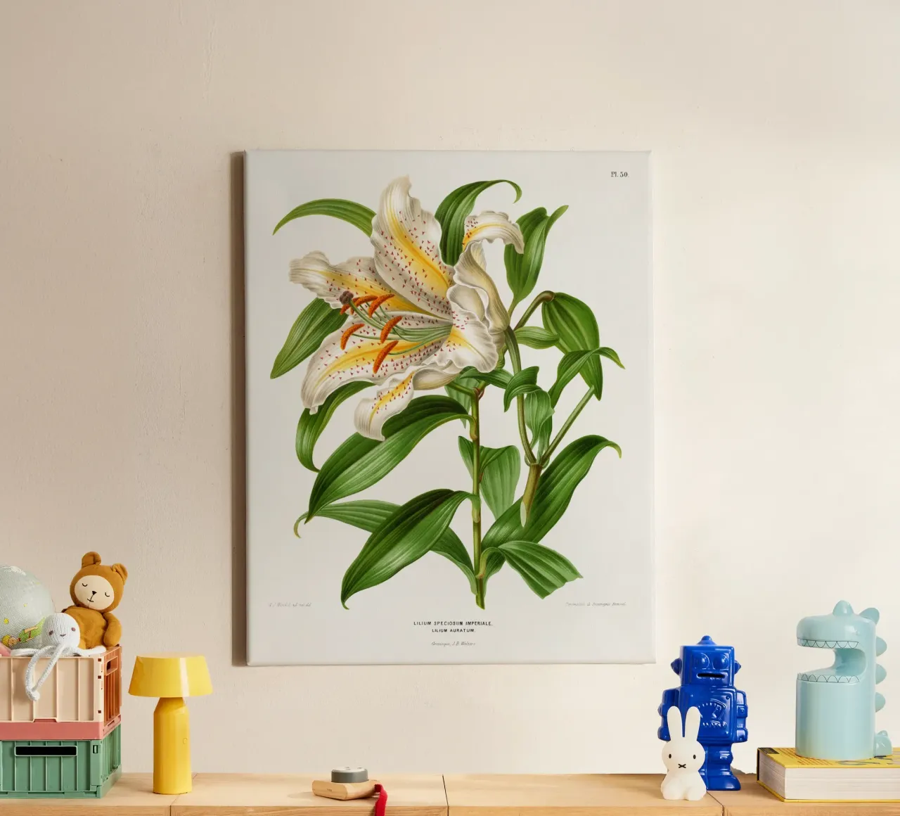 Lilium Speciosum Imperiale canvas met Baklijst van vintageshop