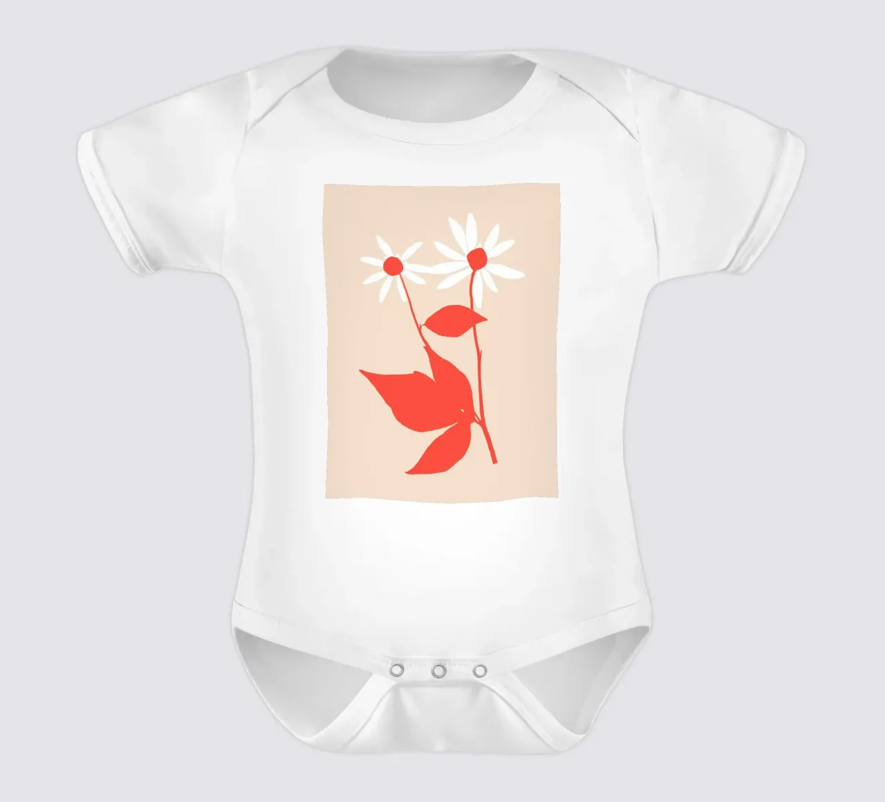 Rudbeckia Flower - Coral short-sleeve baby romper by adrianooliveira