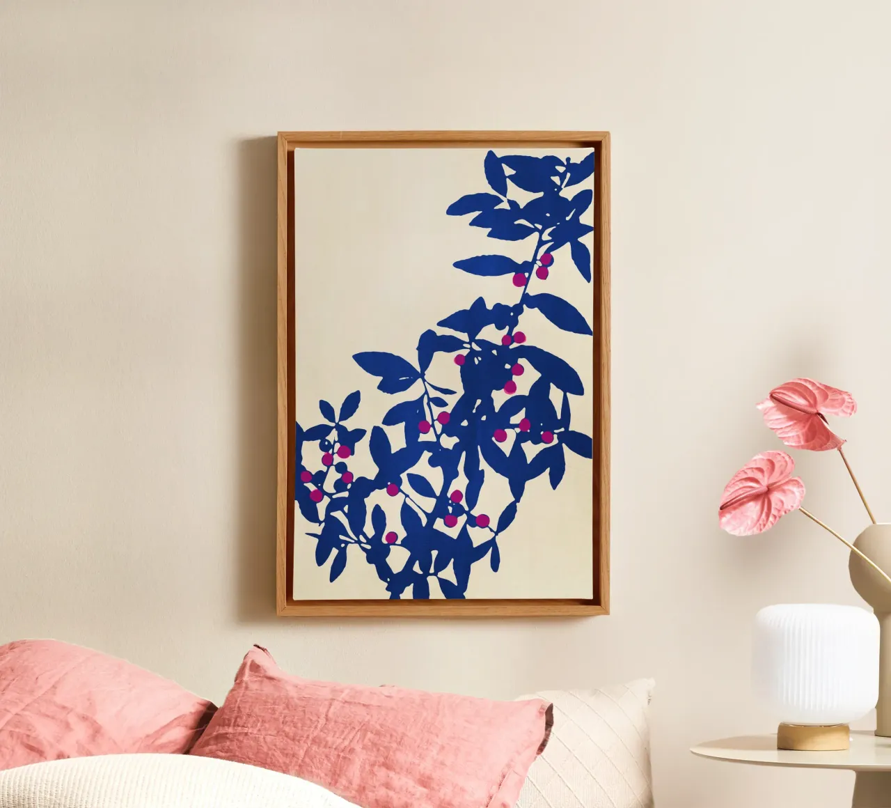 Abstract Botanical no. 1 Blue tela con Cornice a cassetta da adrianooliveira