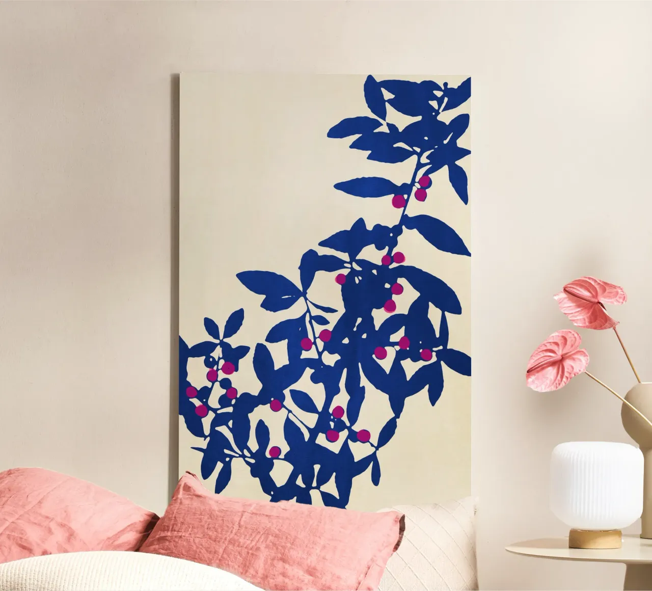 Abstract Botanical no. 1 Blue tela con Cornice a cassetta da adrianooliveira