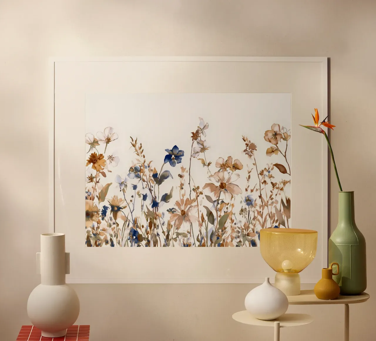 Pradera de verano en añil y ocre poster de Sophia Calder Studio