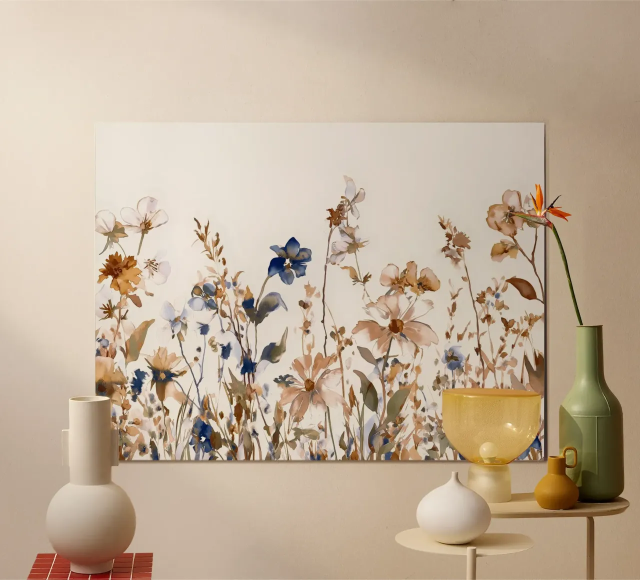 Pradera de verano en añil y ocre poster de Sophia Calder Studio