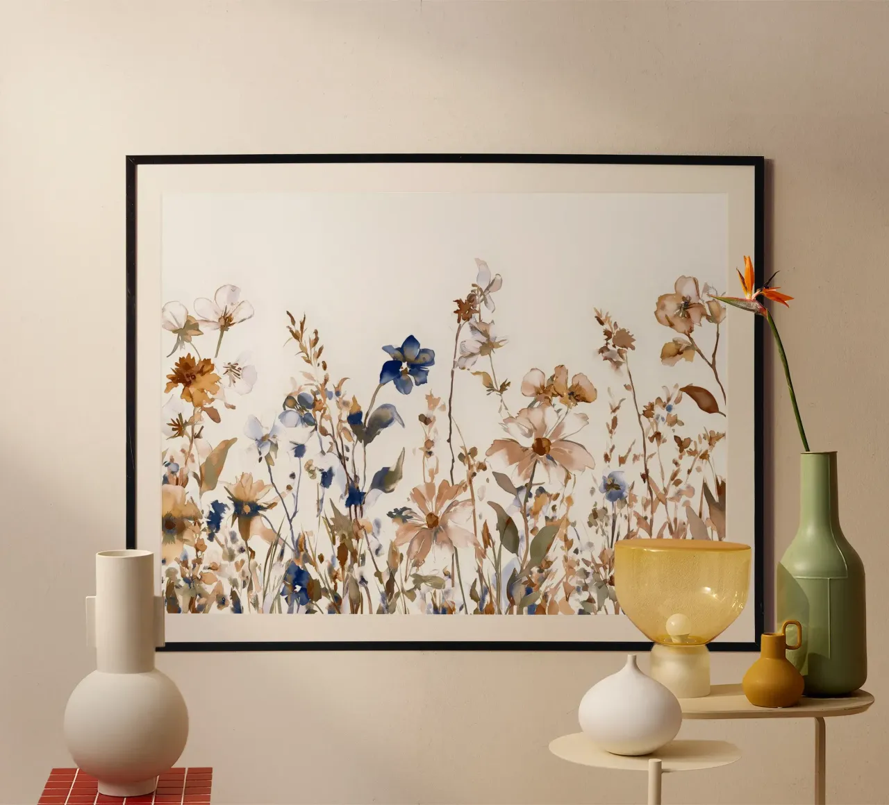 Pradera de verano en añil y ocre poster de Sophia Calder Studio