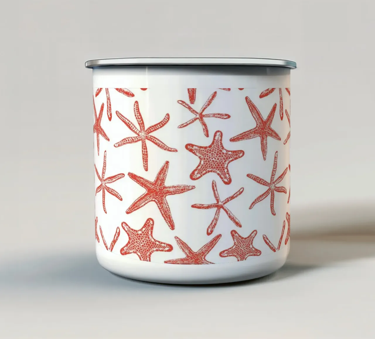 Stelle del mare in rosso tazza in smalto da Painted Nature