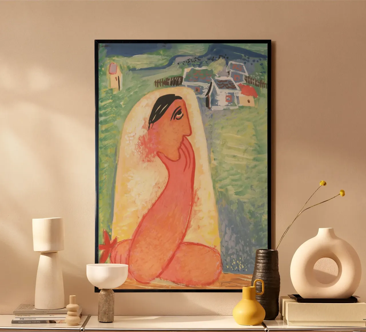 faccia da uomo poster con telaio in legno da Earthly Visions