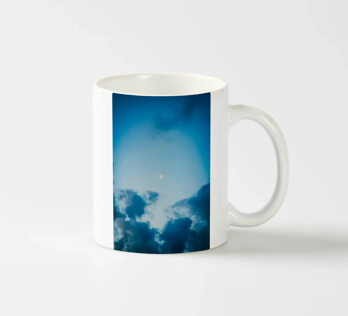 crescent moon clouds ceramic mug by Earthly Visions