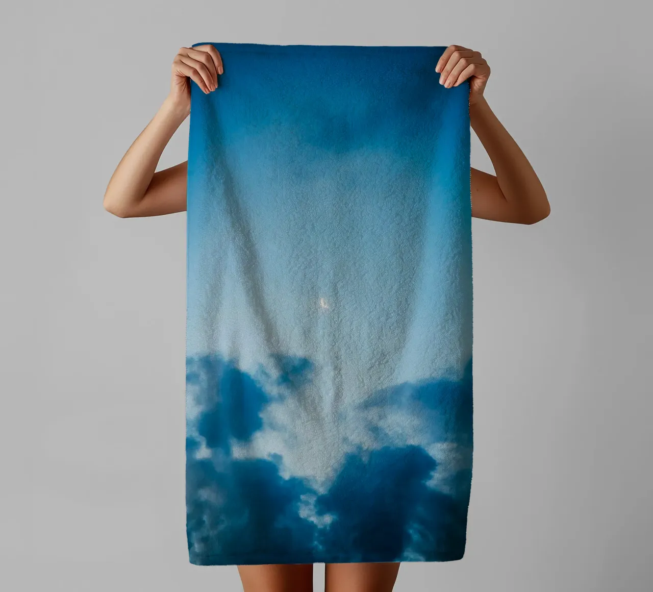 crescent moon clouds towel by Earthly Visions