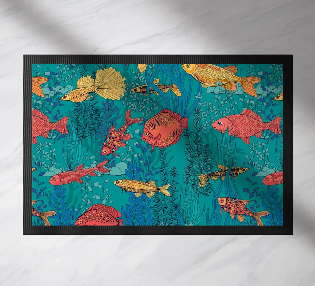 Fischgarten Fußmatte von Painted Nature
