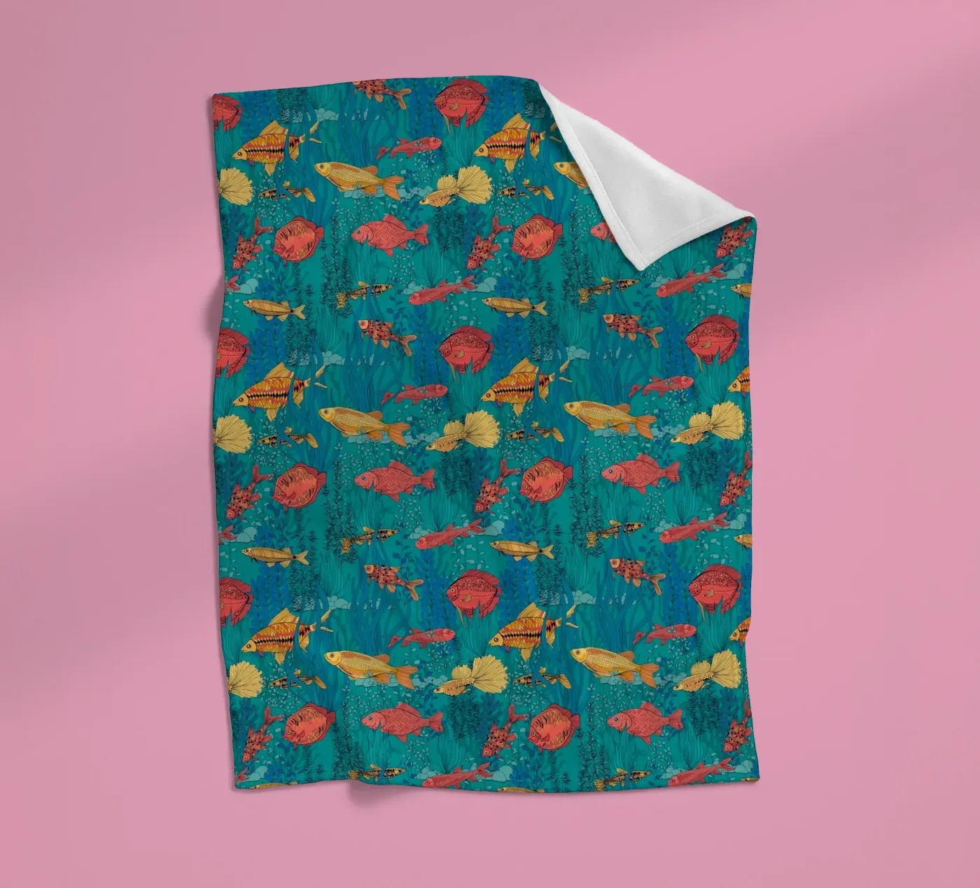 Fischgarten Fleecedecke von Painted Nature