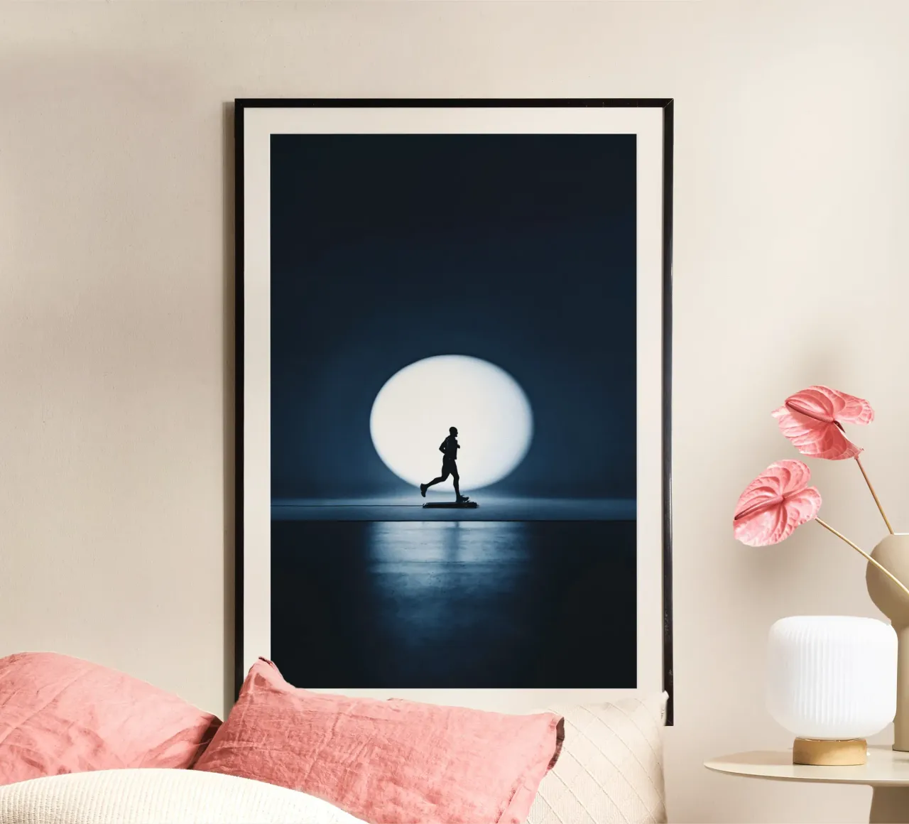 silhouette della luna poster con telaio in alluminio da Earthly Visions