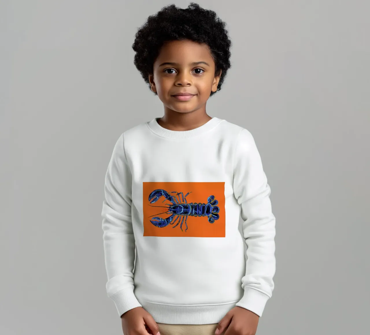 Lobster On Orange kids sweatshirt by Alice Straker