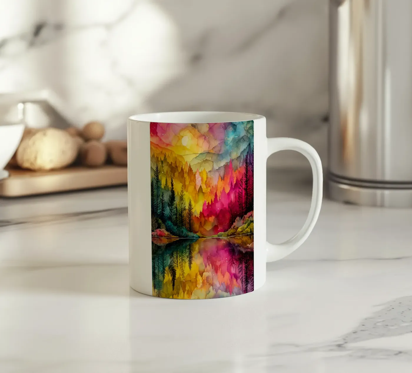 Magic forest 7 ceramic mug by Justyna Jaszke JBJart