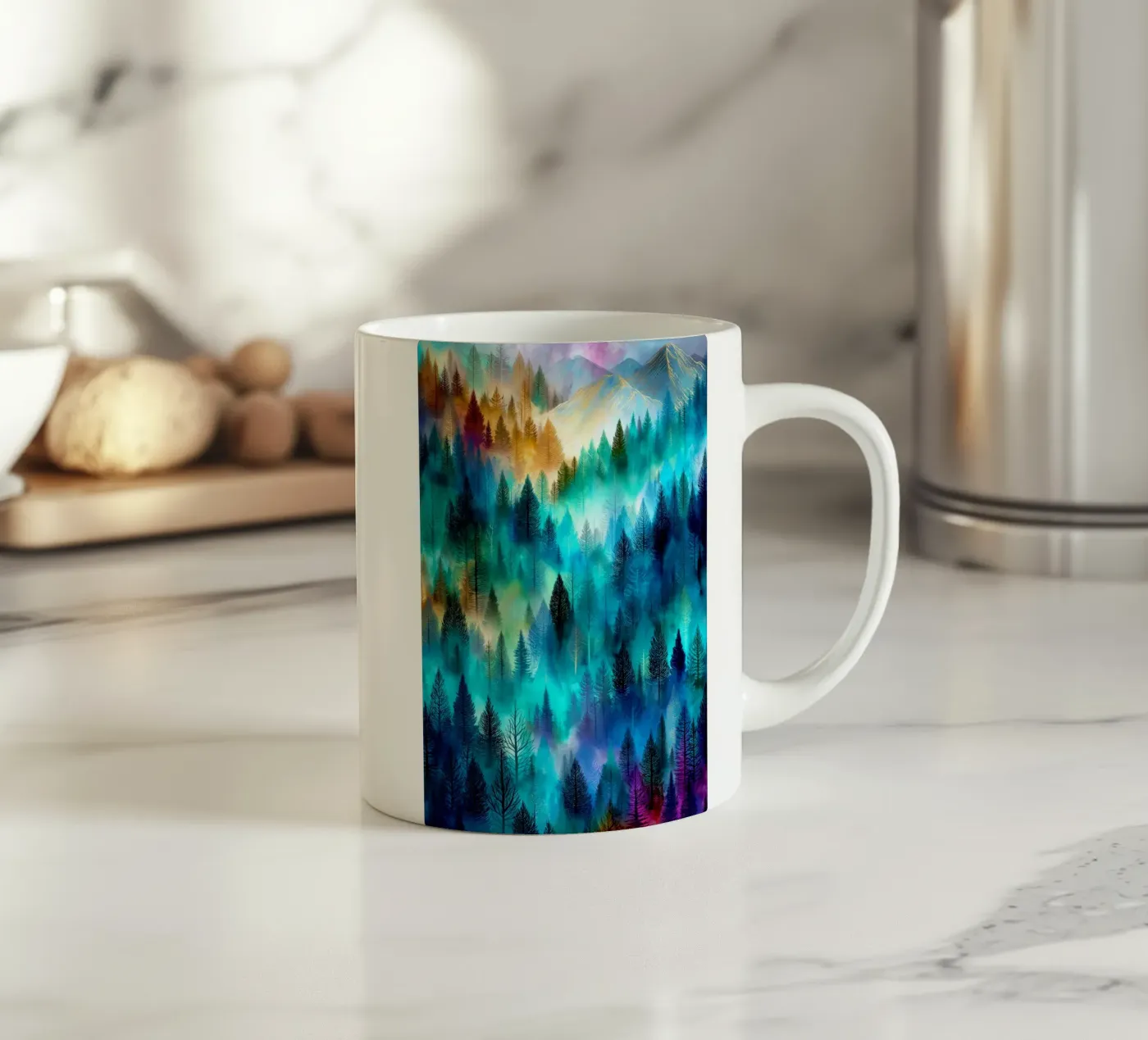Magic forest 9 ceramic mug by Justyna Jaszke JBJart