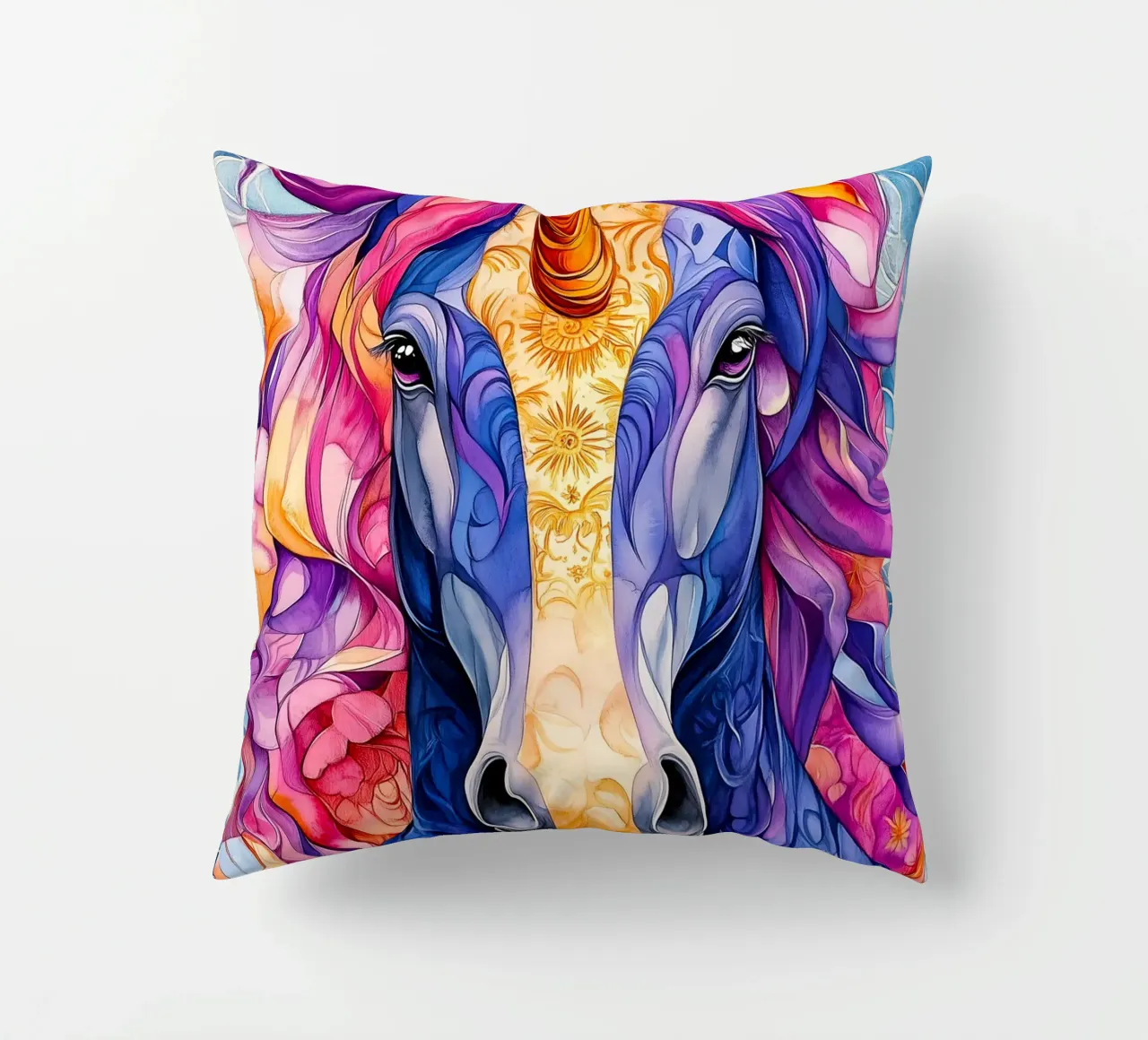 Magical unicorn decorative cushion by Justyna Jaszke JBJart