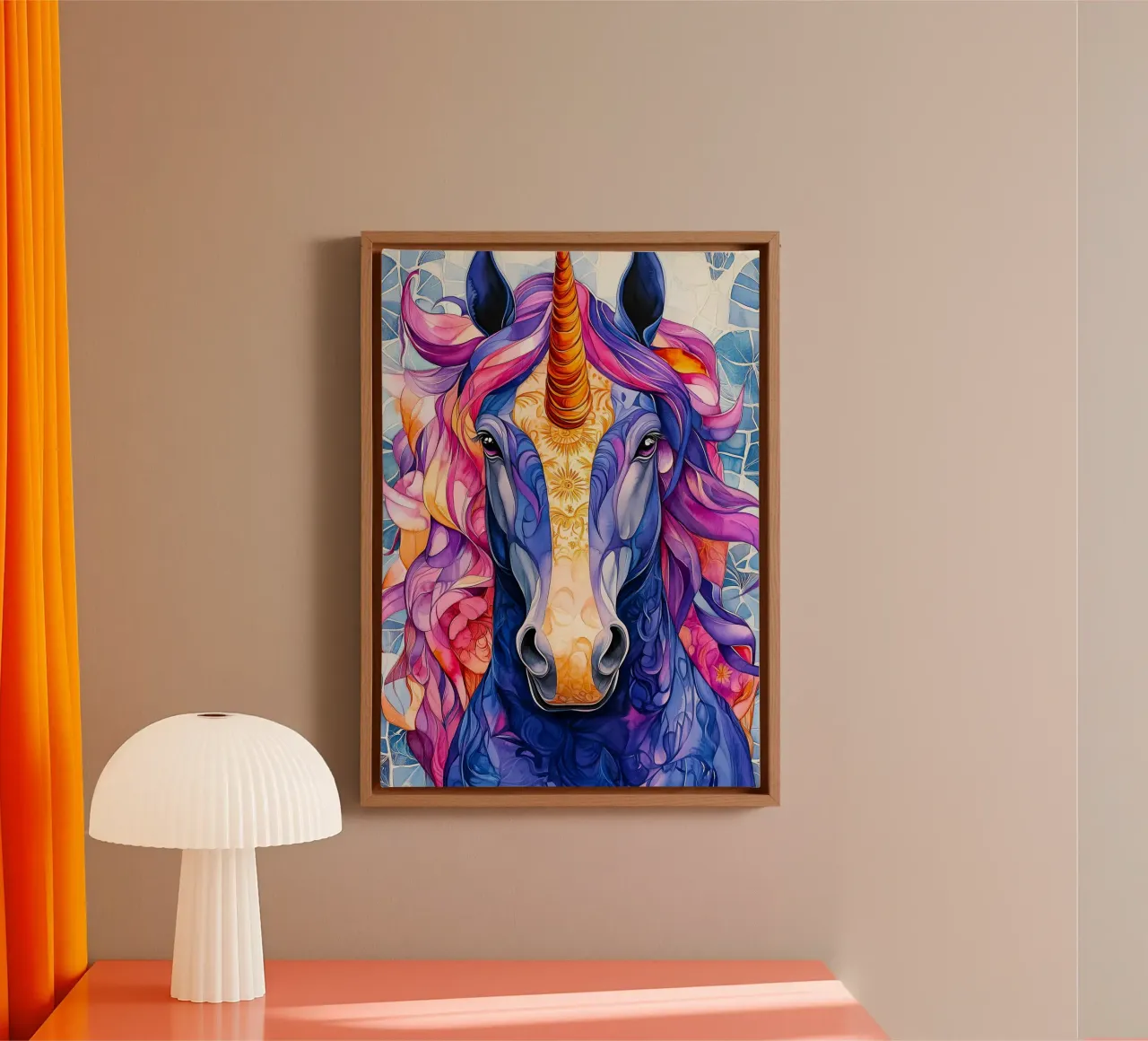 Magical unicorn canvas with Floater frame by Justyna Jaszke JBJart
