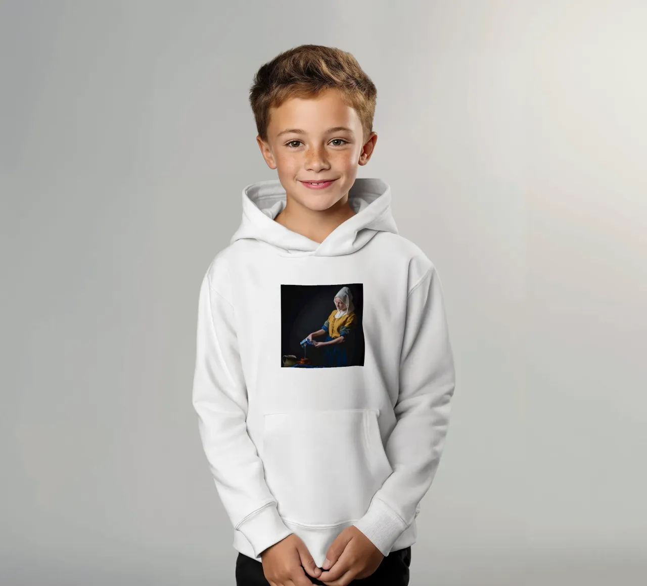 donna che versa crema di latte felpa bambino con cappuccio da walker shop