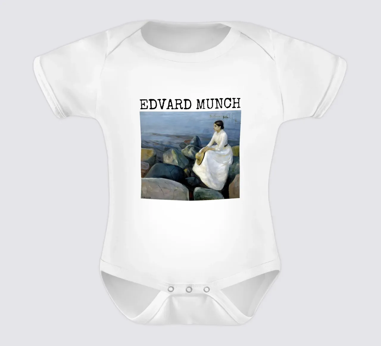 Inger sulla spiaggia di Edvard Munch body neonato maniche corte da kaitlinparkershop