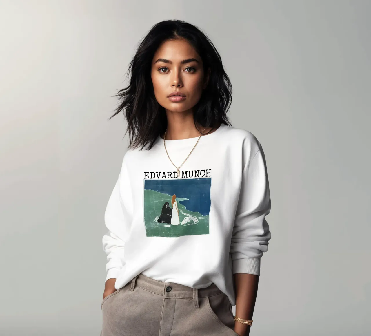 Due donne in riva al mare di Edvard Munch felpa da kaitlinparkershop
