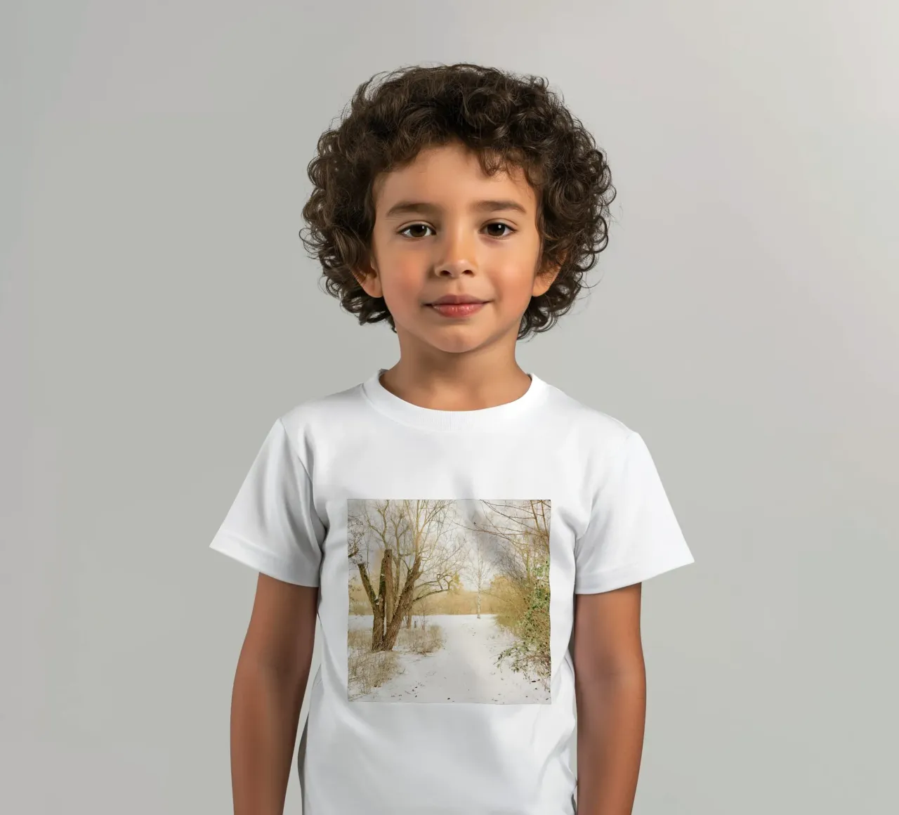 Trees in Snow Park kids t-shirt by KISSA STUDIO