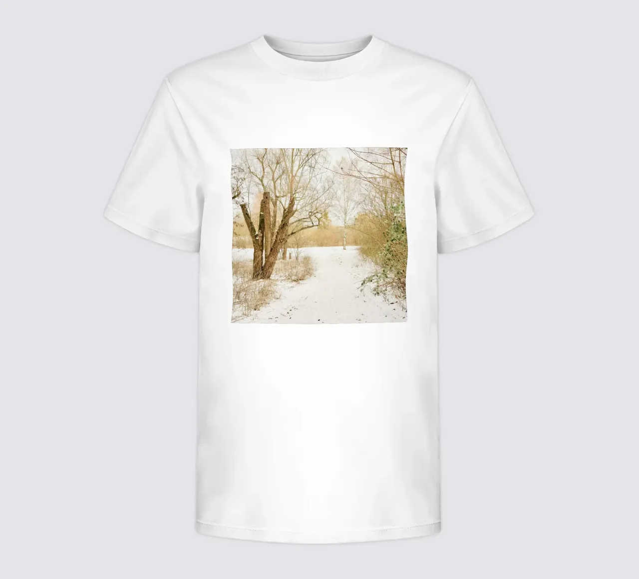 Trees in Snow Park kids t-shirt by KISSA STUDIO