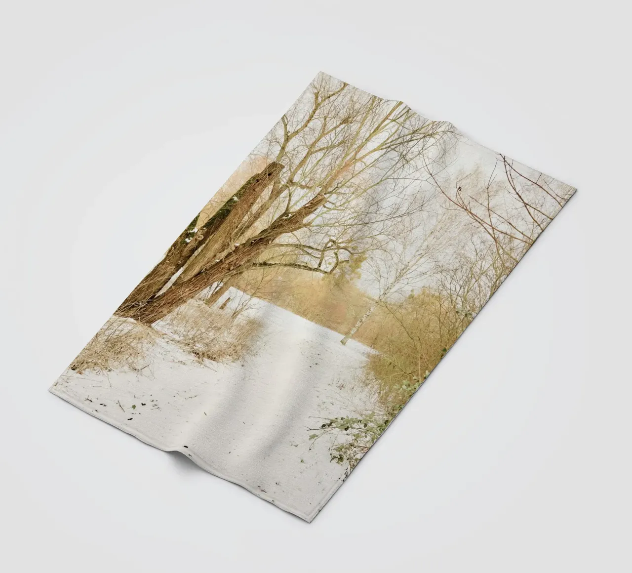 Trees in Snow Park fleece blanket by KISSA STUDIO