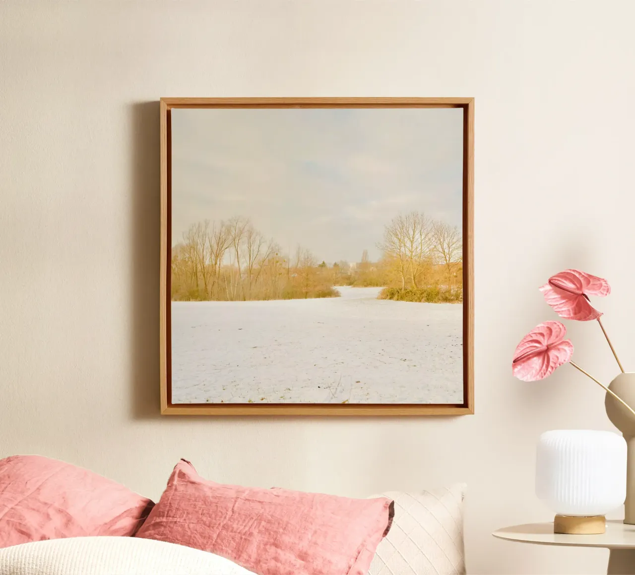 Gele bomen in Snow Park canvas met Baklijst van KISSA STUDIO