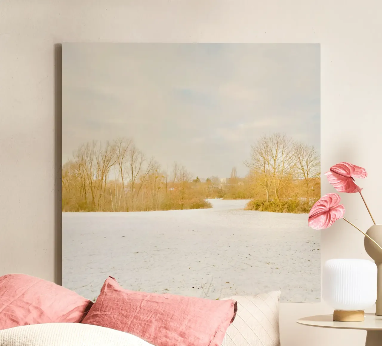 Gele bomen in Snow Park canvas met Baklijst van KISSA STUDIO