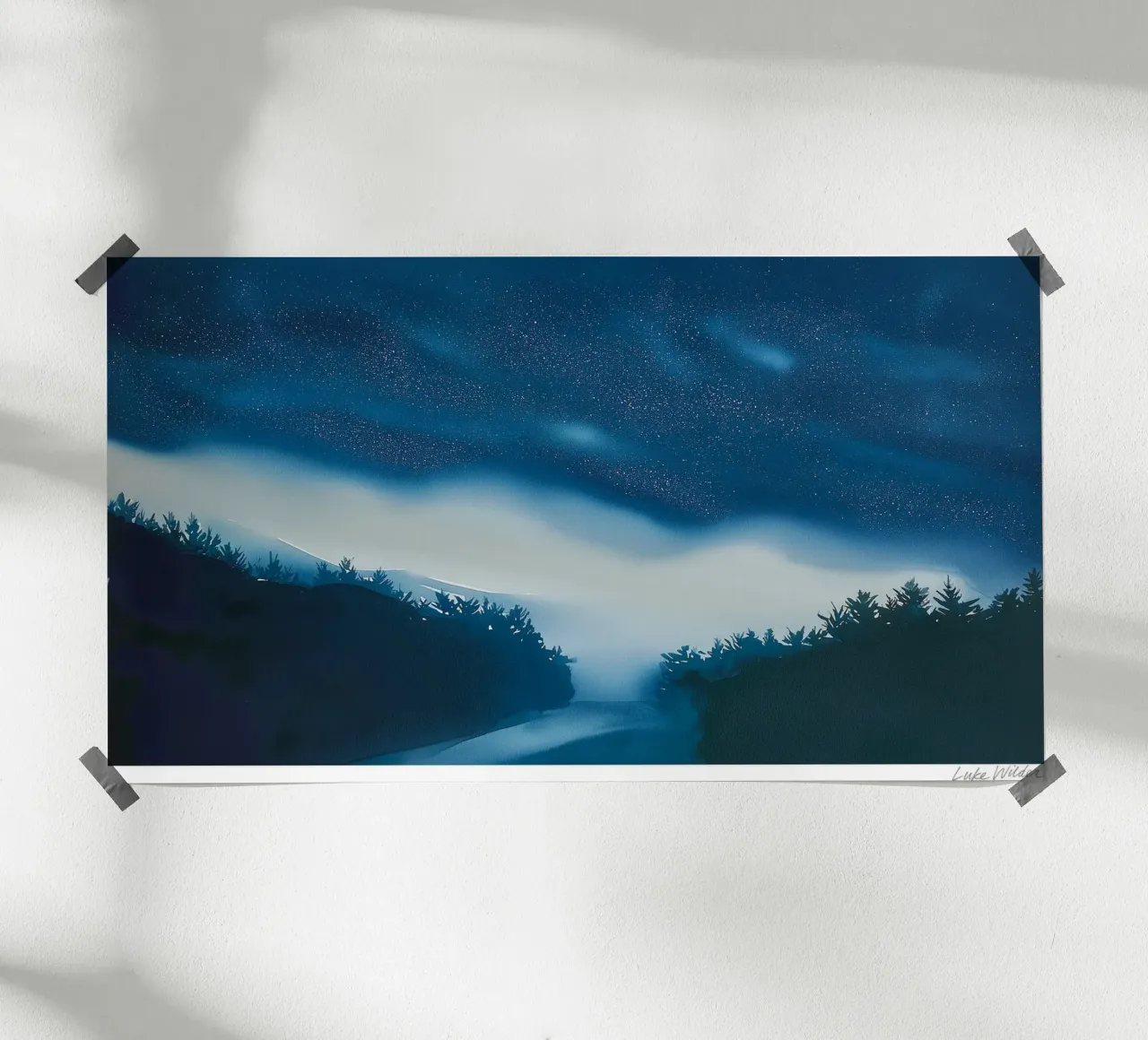 Sterrenlicht kruising poster met houten frame van Luke Wilder Studio