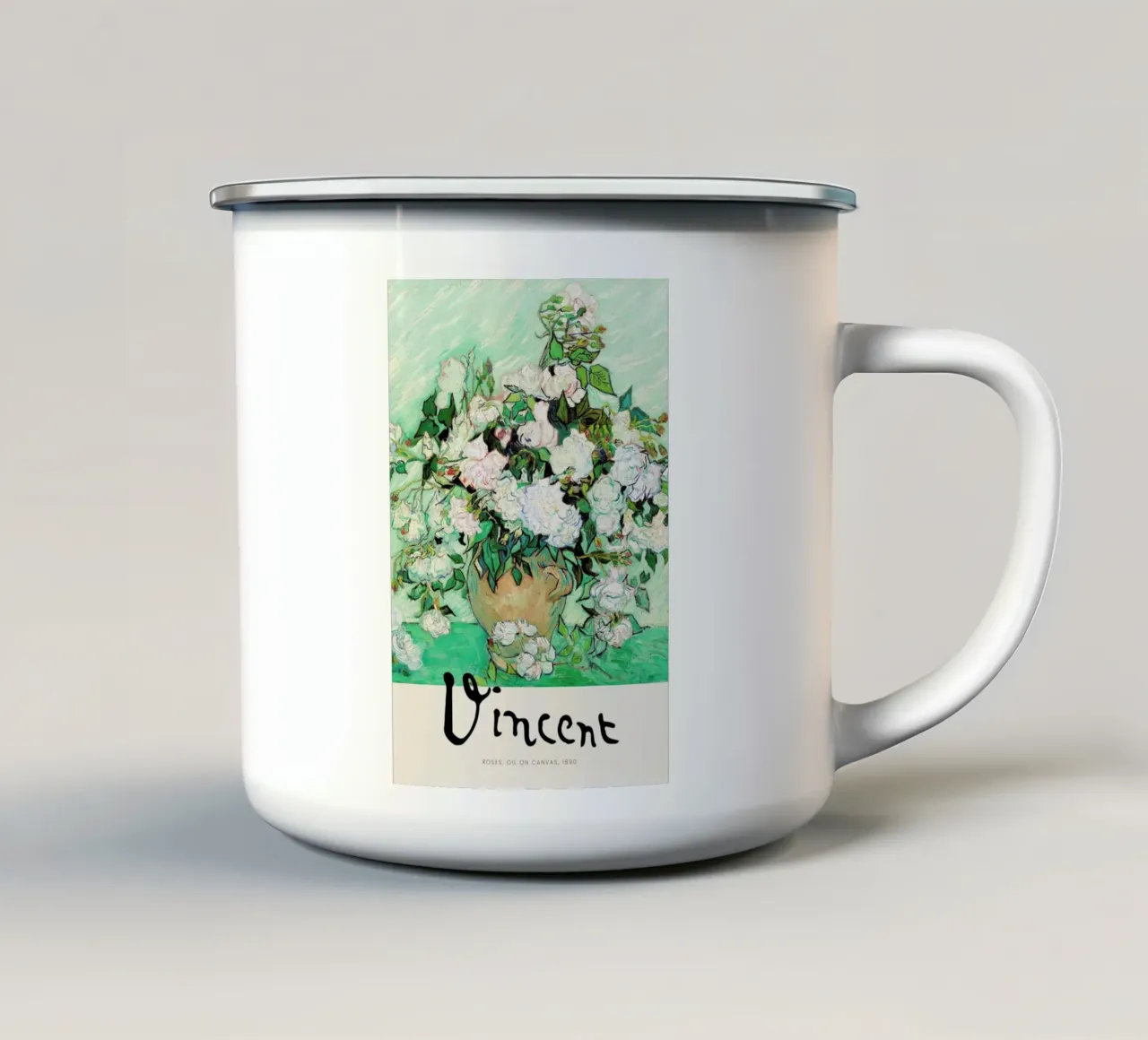 Signed, Vincent – Roses tazza in smalto da Vintage by JUNIQE