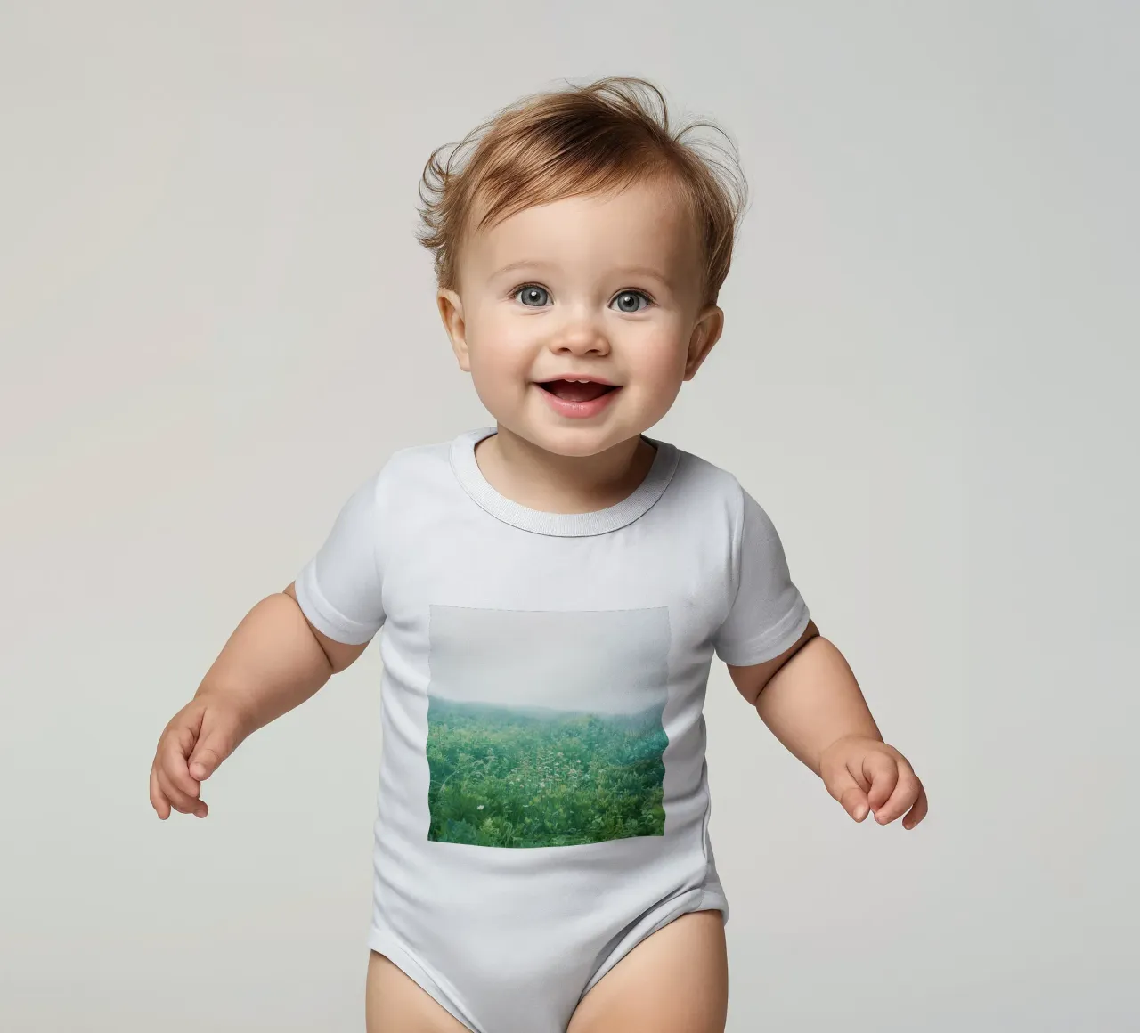 Spring Field short-sleeve baby romper by KISSA STUDIO