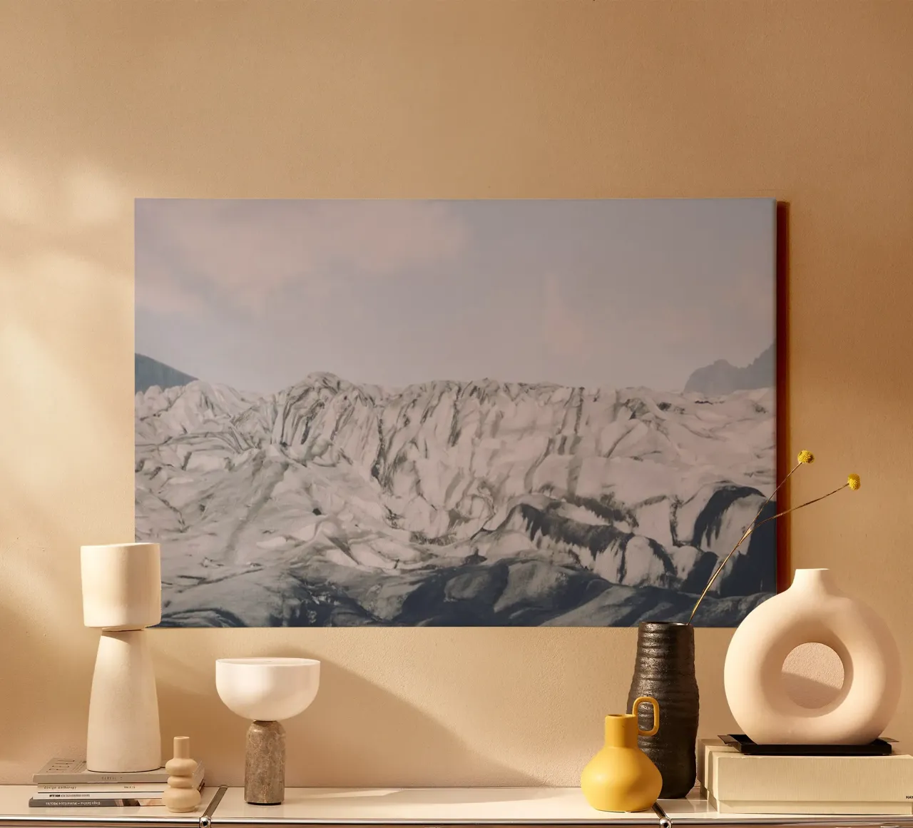 Silent Ice Realms, Island Leinwand mit Schattenfugenrahmen von PhotoVibe Decor