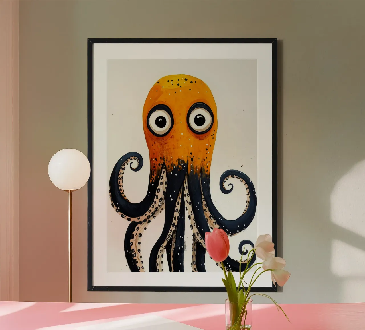 Piccolo polpo poster con telaio in alluminio da Justyna Jaszke JBJart