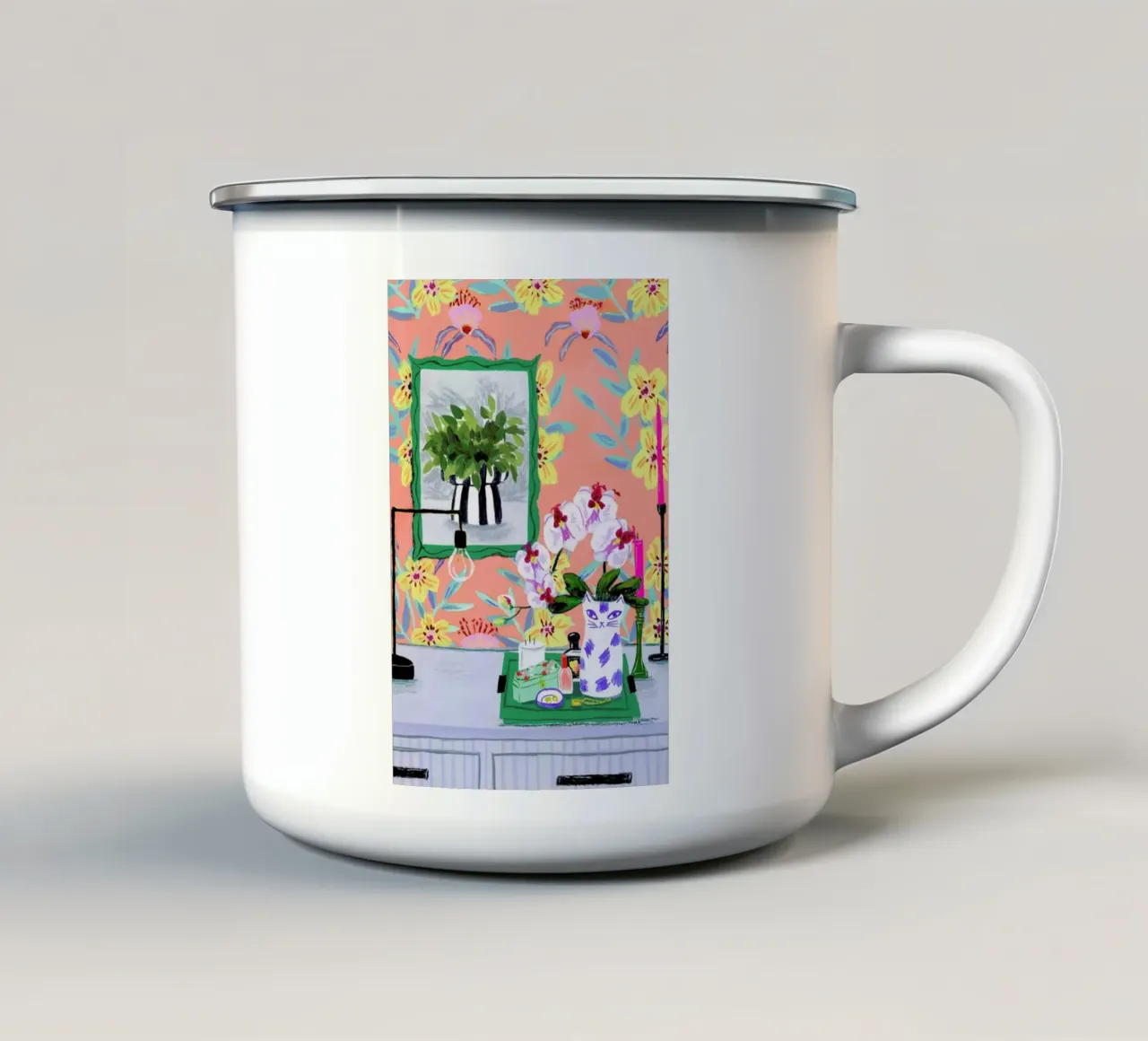 Funky Wallpaper tazza in smalto da Sarah Gesek