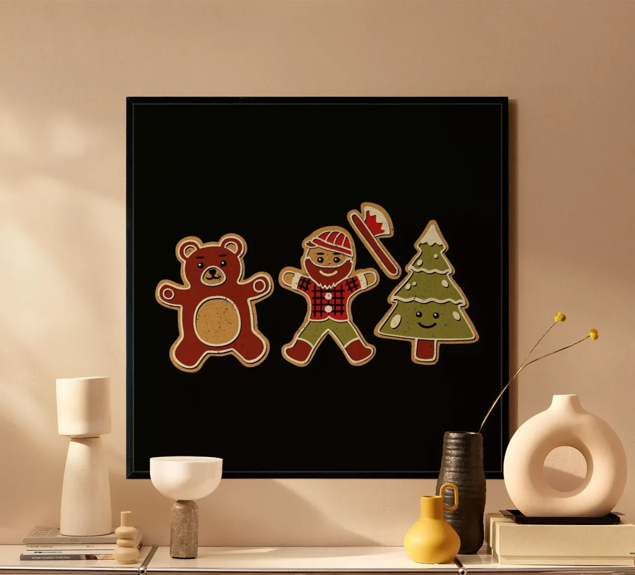 Gingerbread Forest Lumberjack poster con telaio in alluminio da Tobe Fonseca