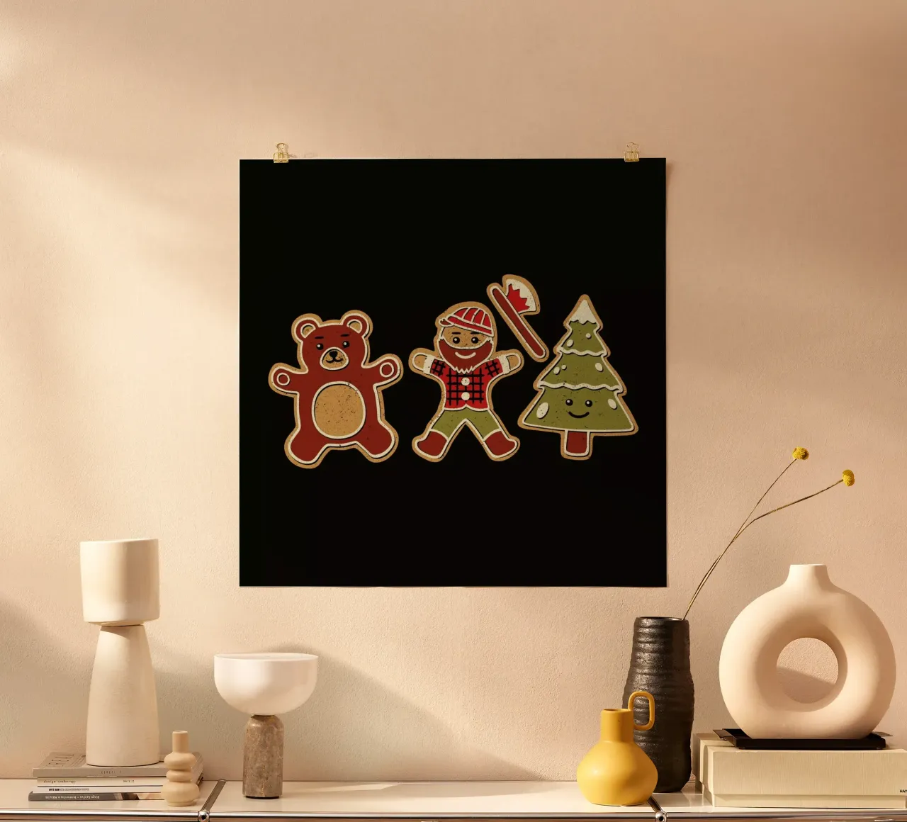 Gingerbread Forest Lumberjack poster con telaio in alluminio da Tobe Fonseca