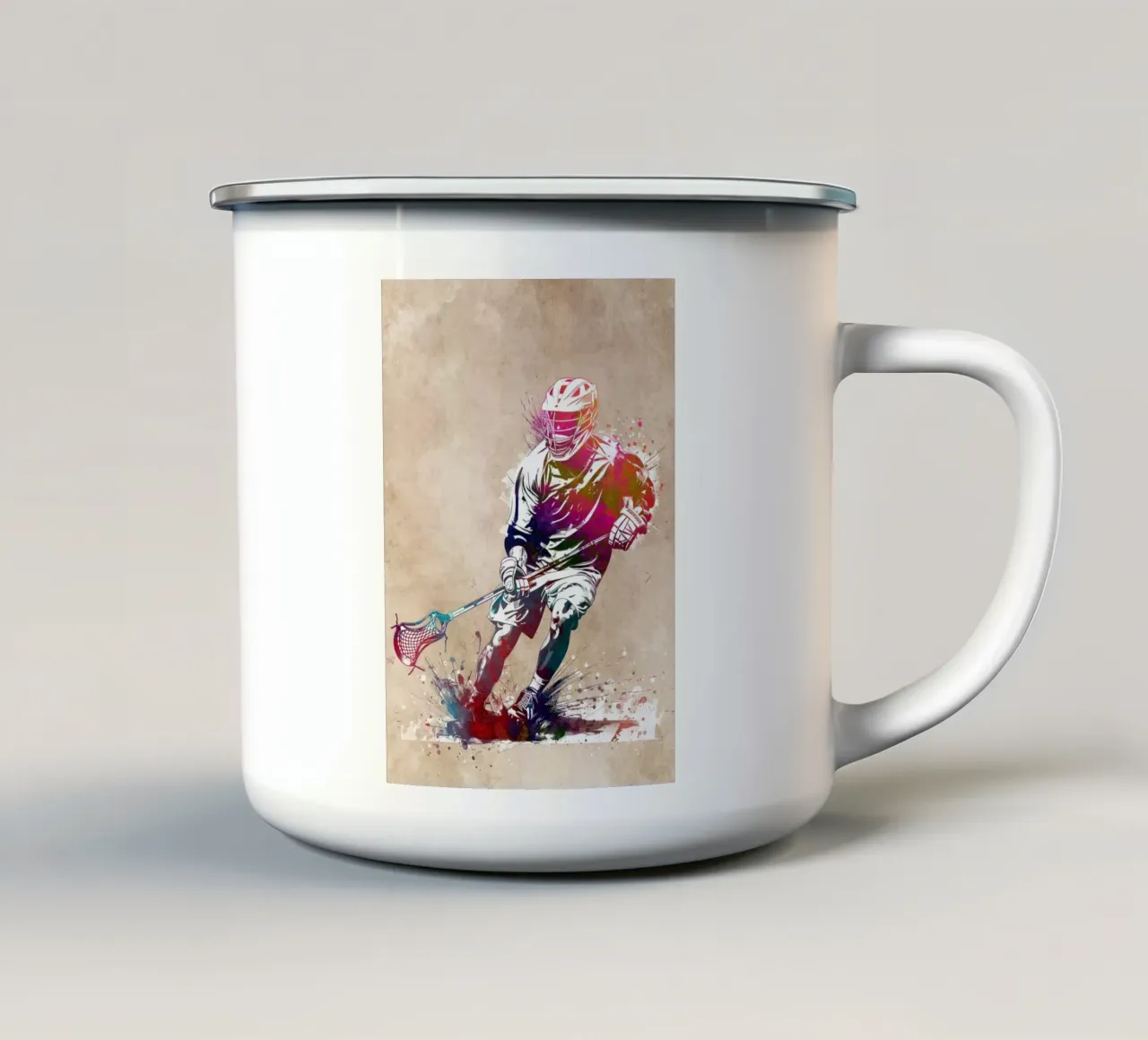 Lacrosse player sport art enamel mug by SPORT