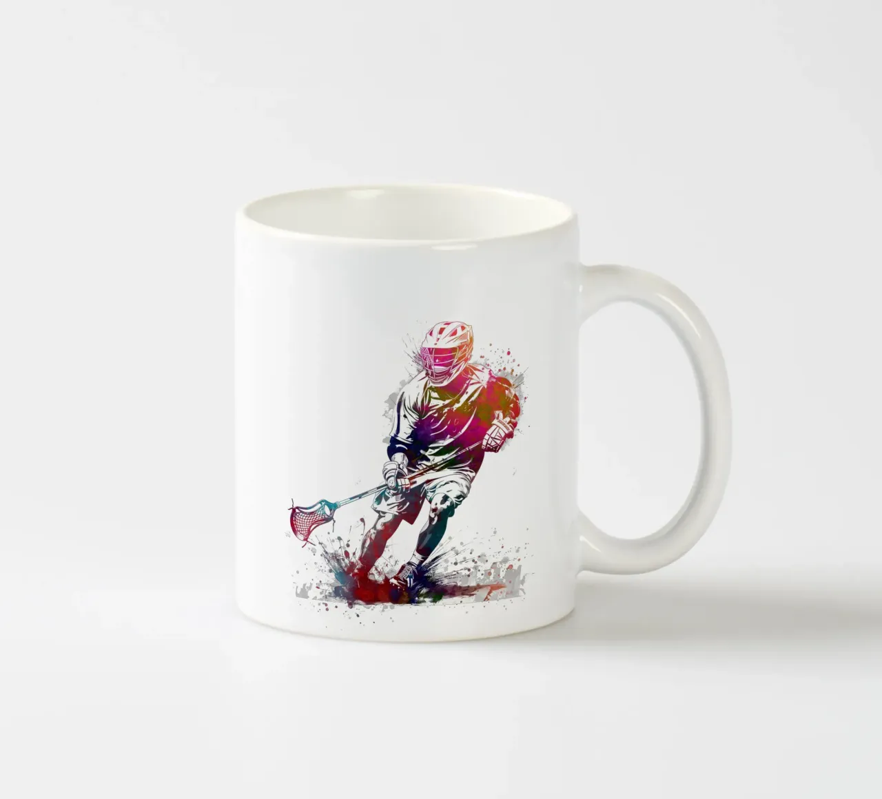 Lacrosse player sport art white ceramic mug by SPORT