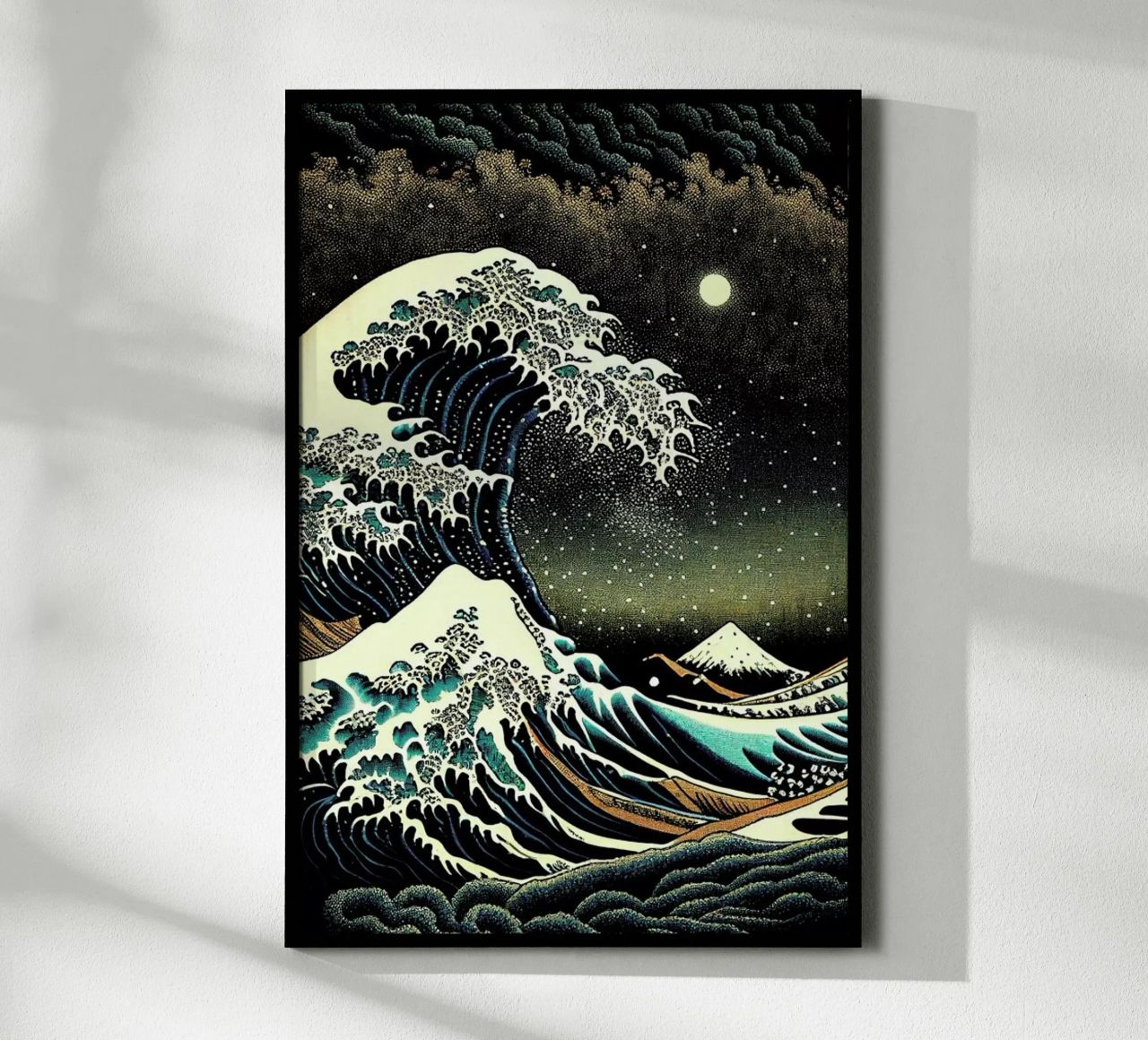 Hokusai The Great Wave Japan Night Remix poster de Tameo