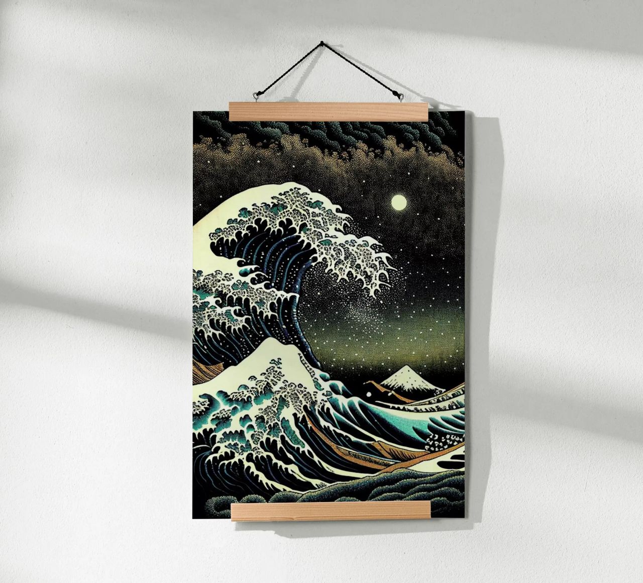 Hokusai The Great Wave Japan Night Remix poster de Tameo