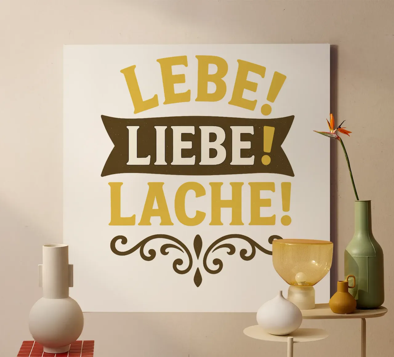 LEBE LIEBE LACHE tela con Cornice a cassetta da Vintage Van Gogh