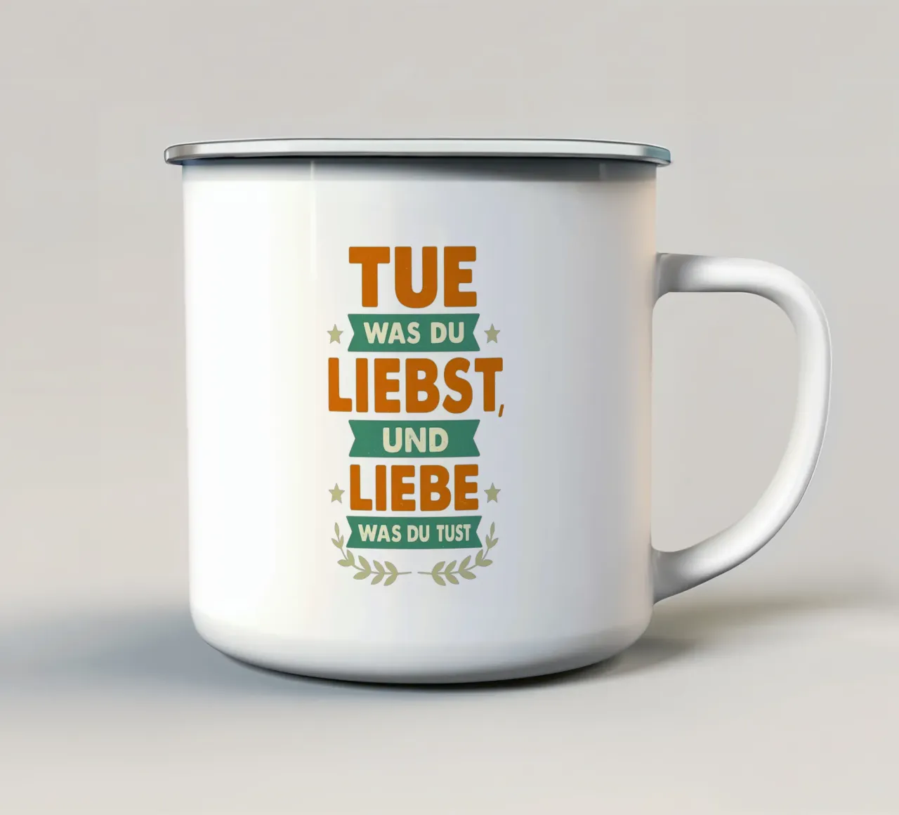 TUE WAS DU LIEBST UND LIEBE WAS DU TUST tazza in smalto da Vintage Van Gogh
