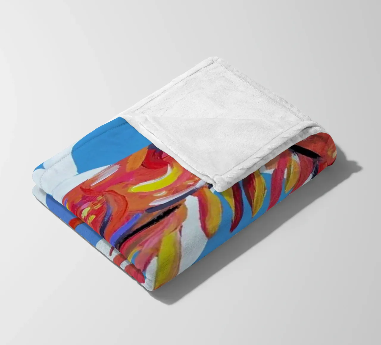 Prawn On Blue Wavey fleece blanket by Alice Straker