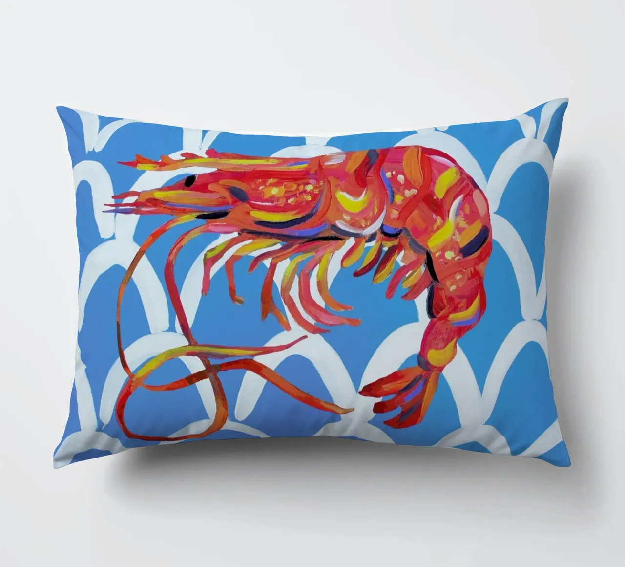 Prawn On Blue Wavey cuscino da Alice Straker