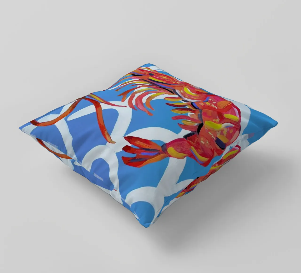 Prawn On Blue Wavey cuscino da Alice Straker