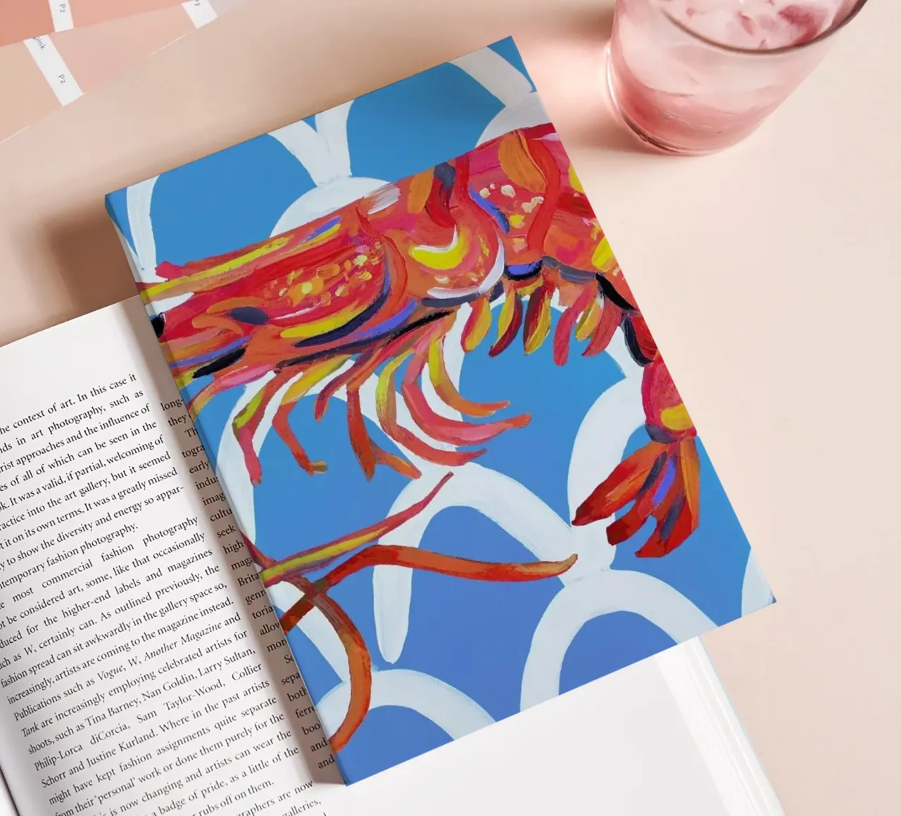 Prawn On Blue Wavey notebook by Alice Straker