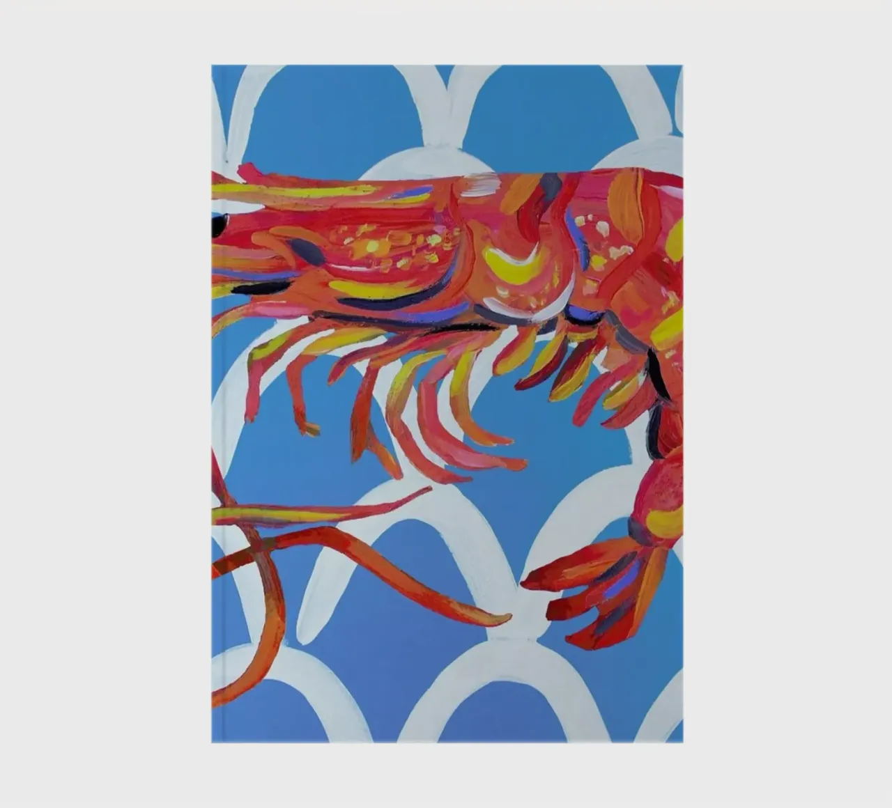 Prawn On Blue Wavey notebook by Alice Straker
