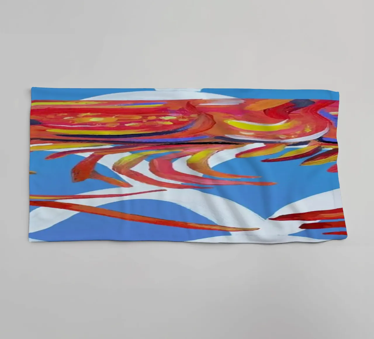 Prawn On Blue Wavey towel by Alice Straker