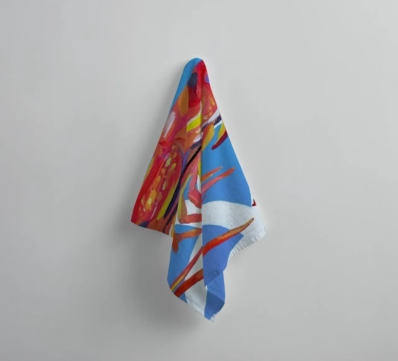 Prawn On Blue Wavey towel by Alice Straker