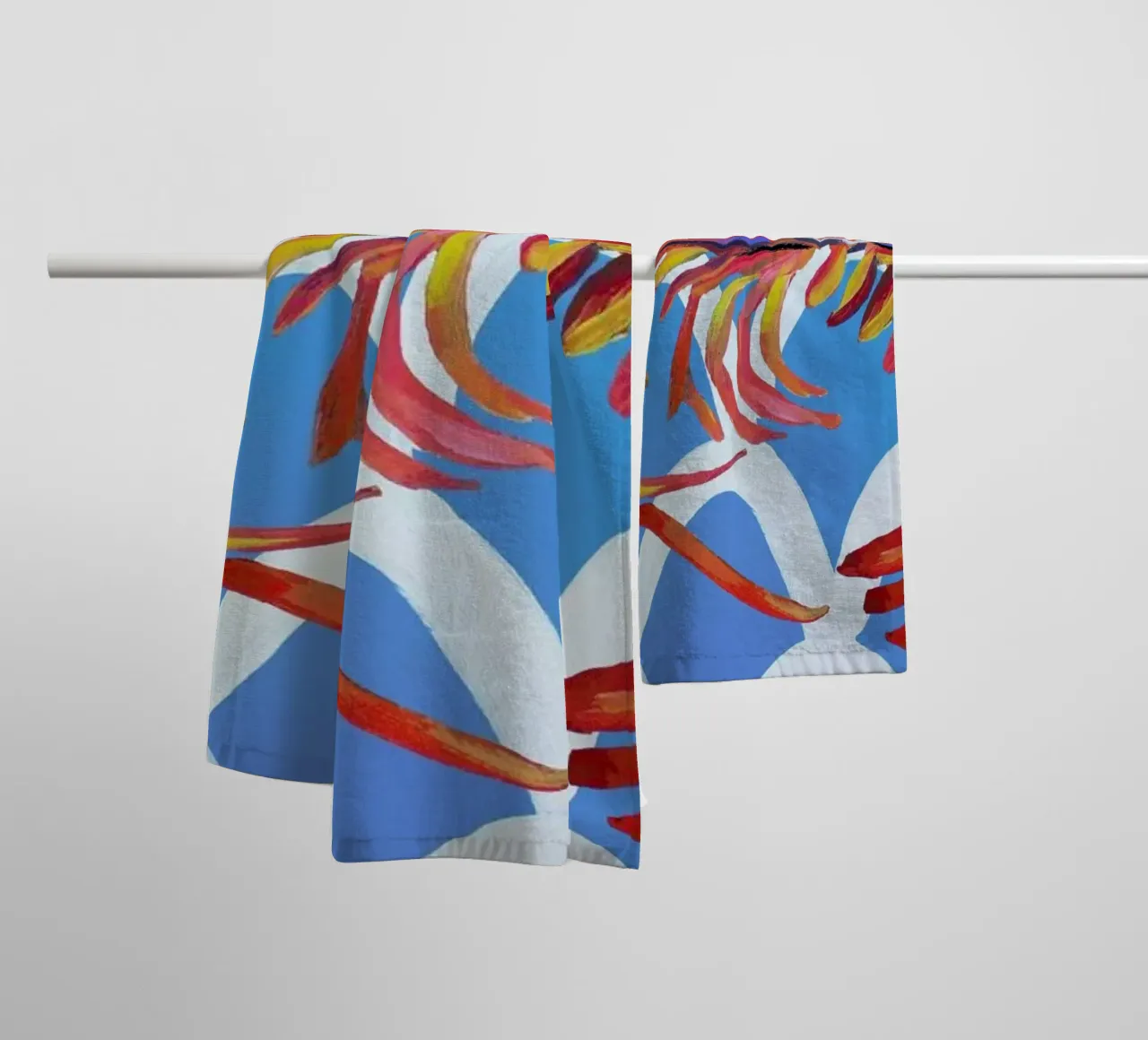 Prawn On Blue Wavey towel by Alice Straker